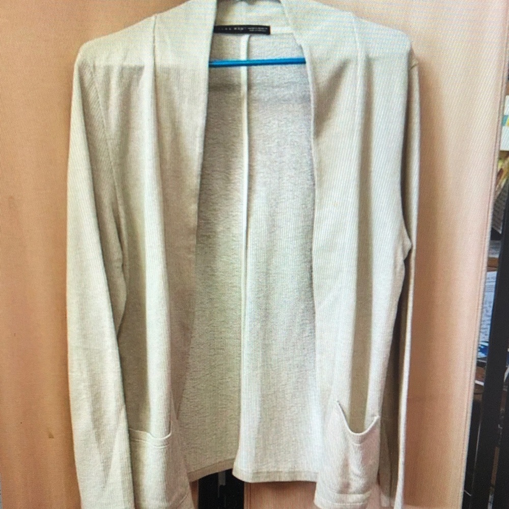 Light Beige Open Front Cardigan